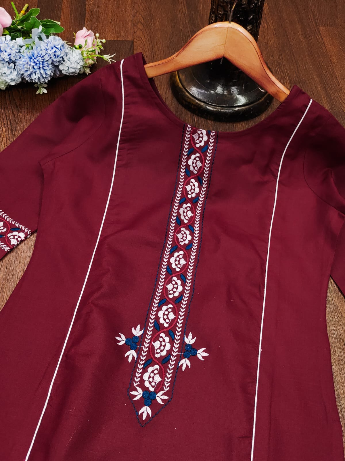 Mehrun Color Premium Cotton Slub Kurti Yoke Design With Embroidery Work 