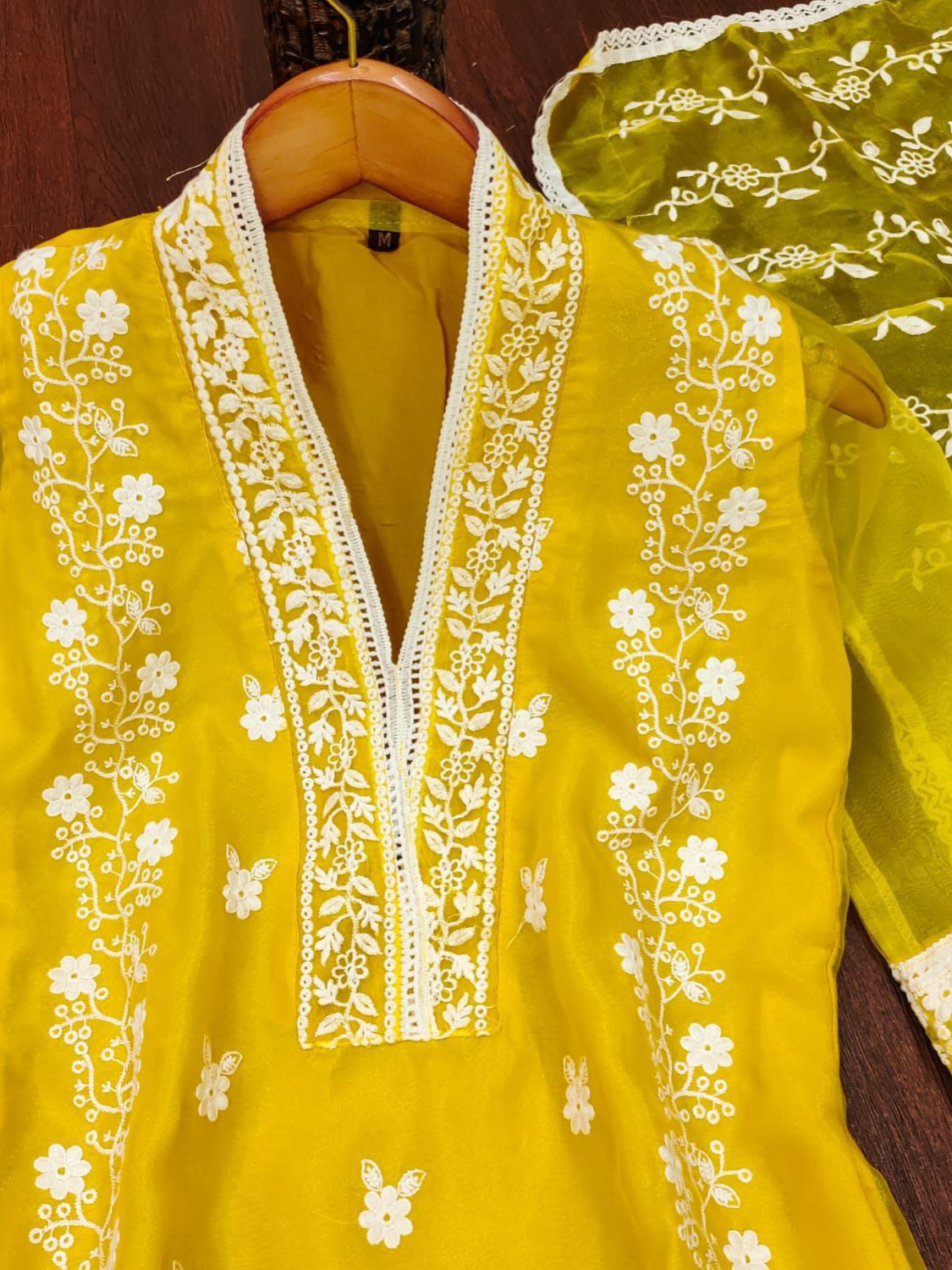 Yellow Color Pure Organza Beautiful Embrodiery Readymade Suit Set