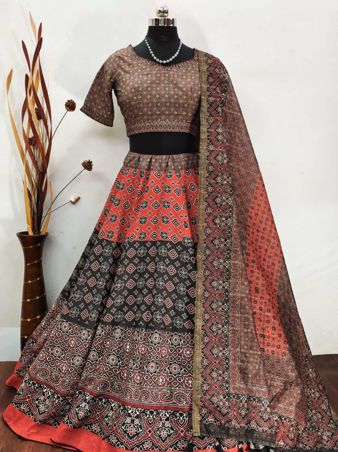 Navaratri Lehenga Heavy Digital Print Cotton Lehenga Blouse With Chanderi Sequence Dupatta